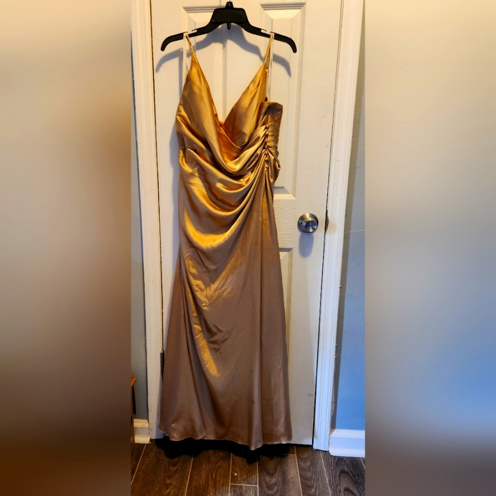 Galina signature gold sleeveless gown
